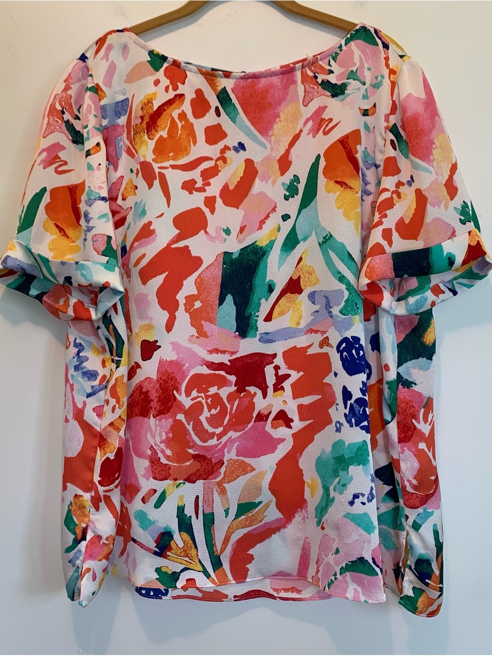 Chico’s Colorful Floral Hammered Satin Top 3